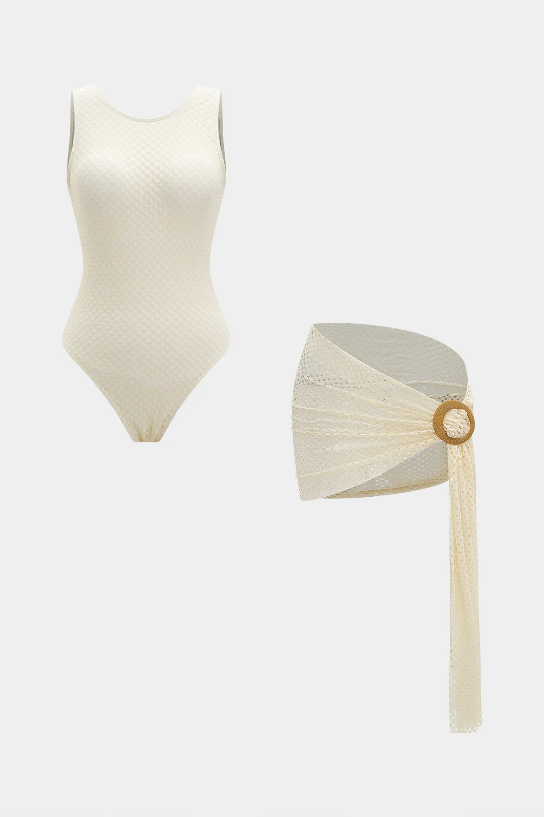 Hollow Out Tummy Control Swimwear And Cover Up Set - Weenar