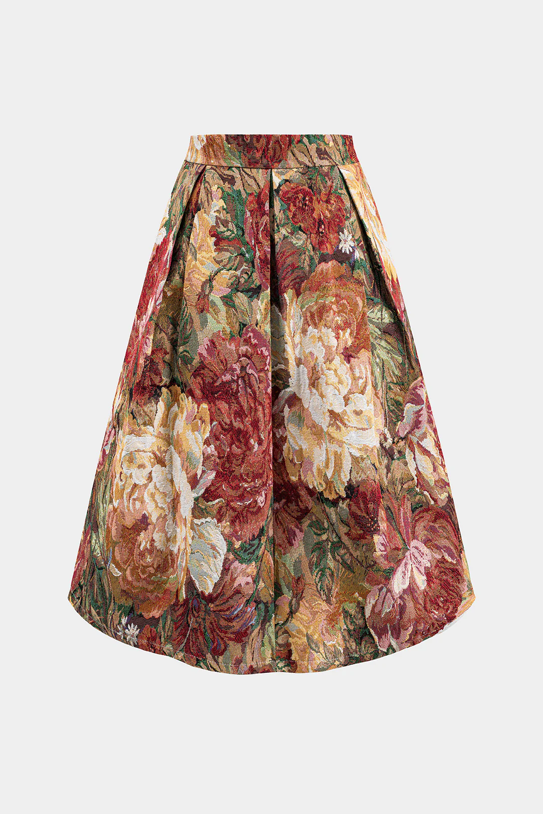 Jacquard Pleated High Waist Skirt - Weenar
