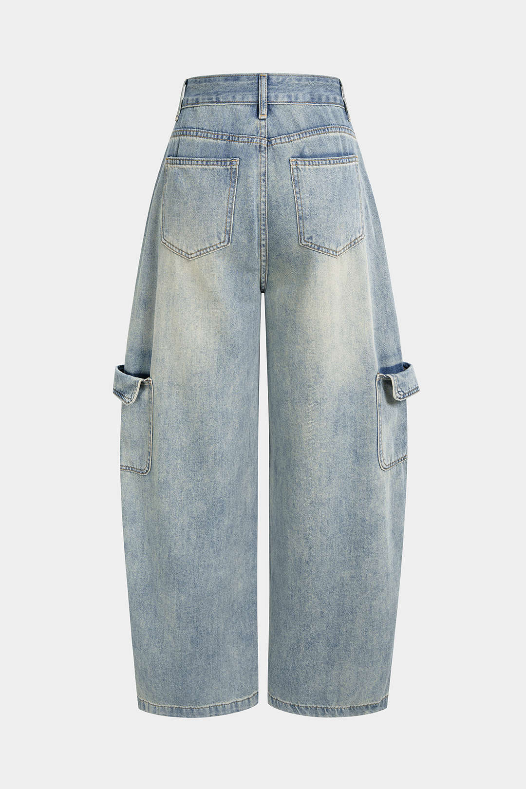 Denim Pocket High Waist Wide Leg Jeans - Weenar