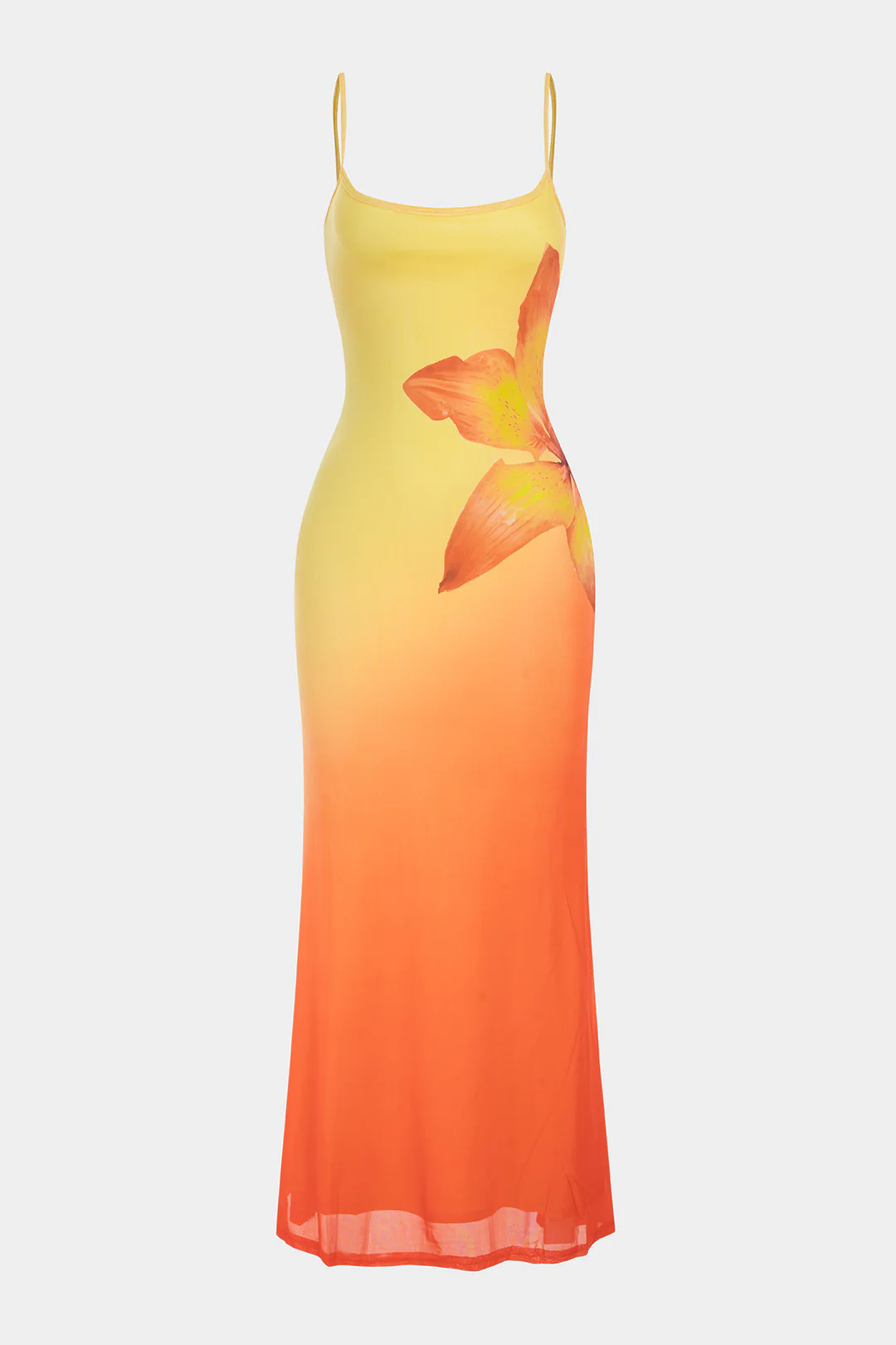 Ombre Floral Print Sleeveless Maxi Dress - Weenar