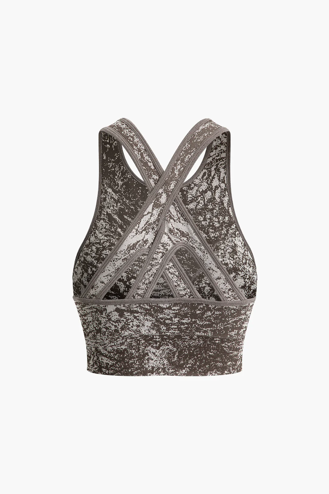 Abstract Print Crossed Cut Out Sports Bra - Weenar