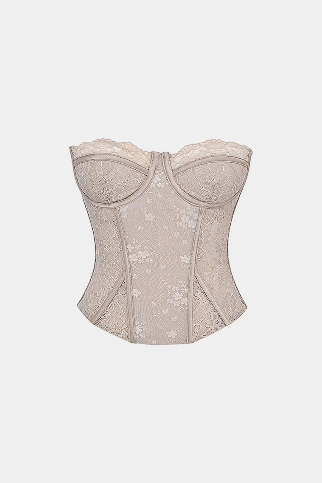 Lace Corset Zipper Tube Top - Weenar