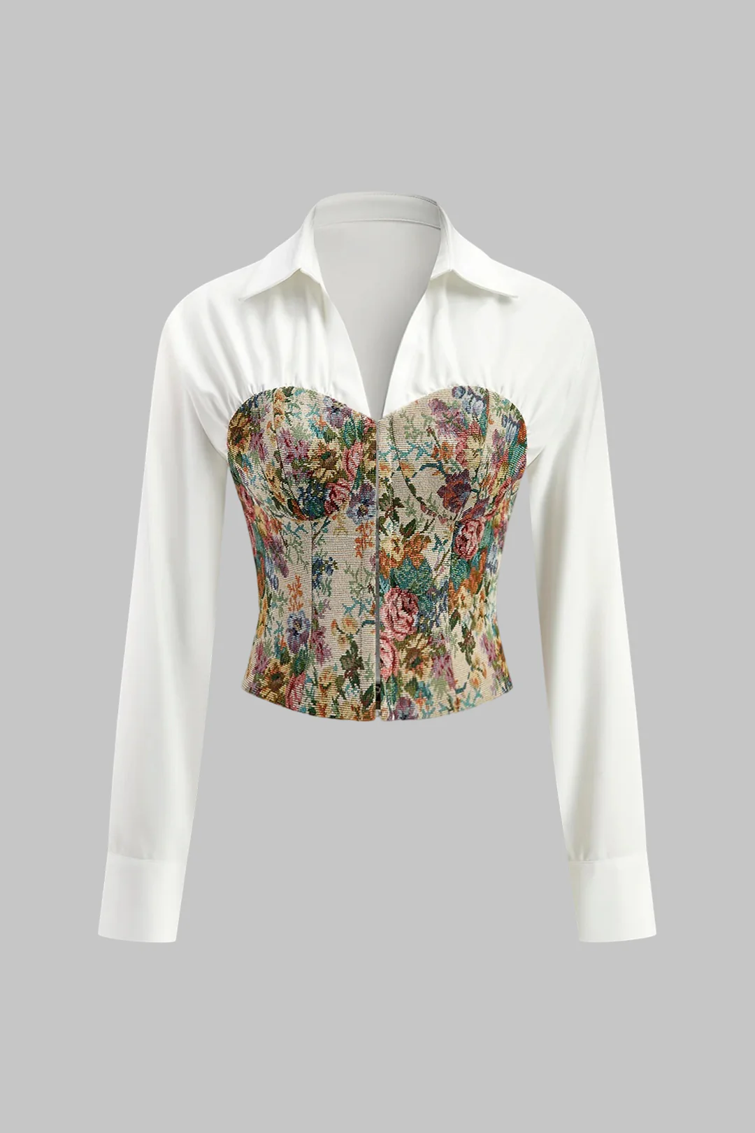 Jacquard Patchwork Long-Sleeve Shirt - Weenar
