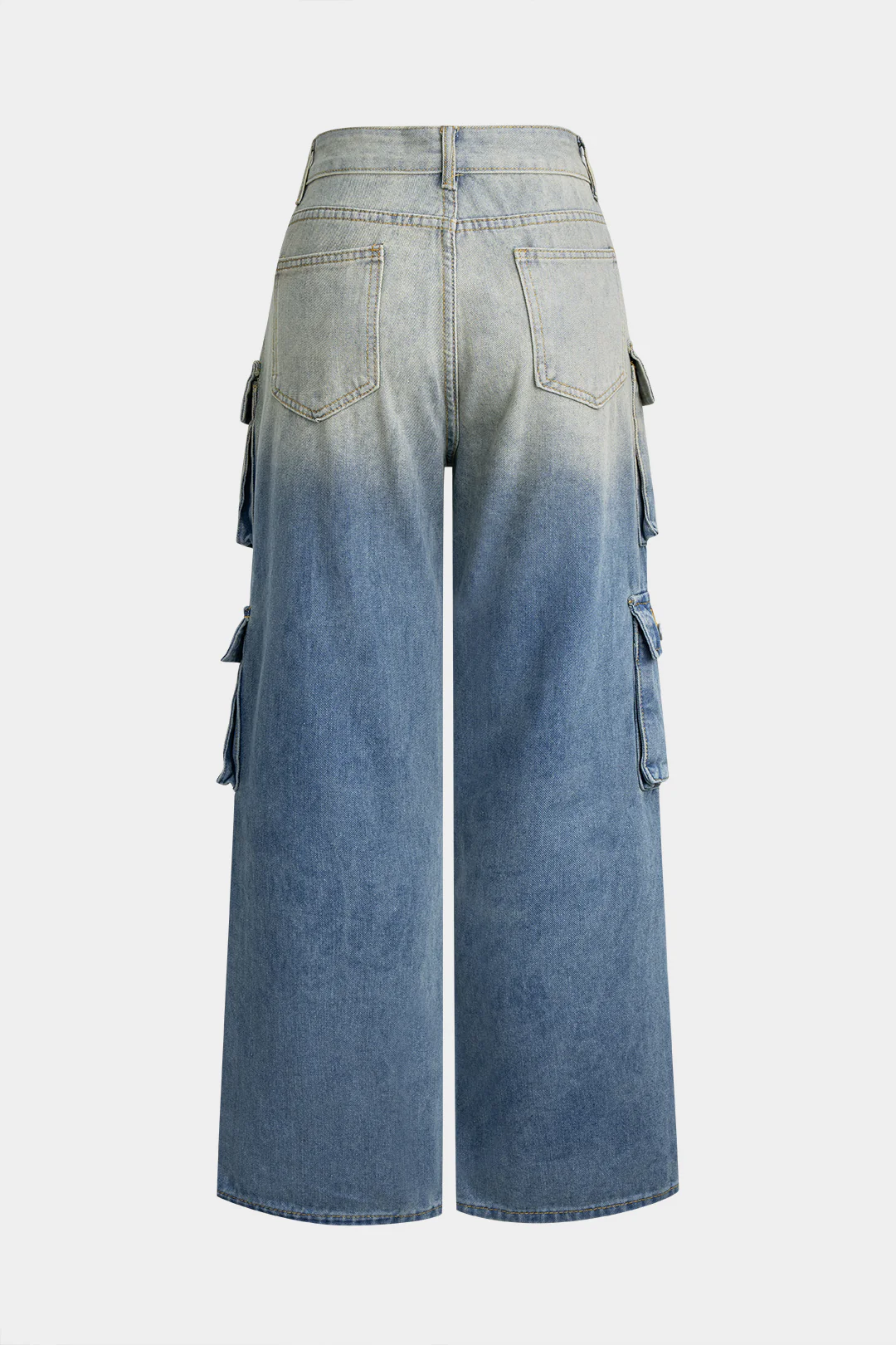Denim High Waist Pocket Wide Leg Jeans - Weenar