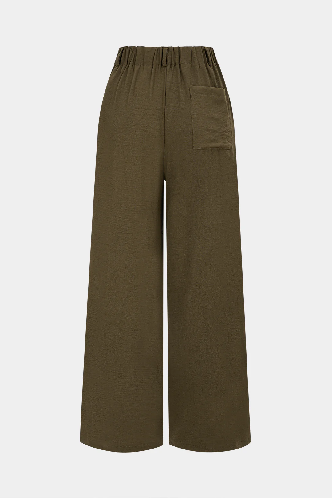 Solid High Waist Pocket Wide Leg Pants - Weenar