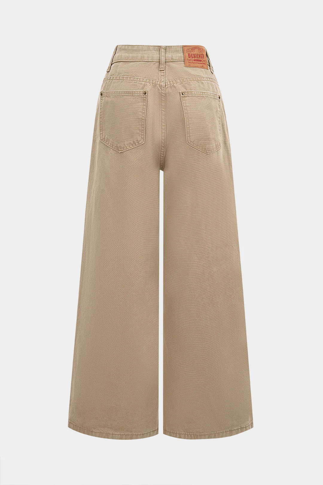 Denim Button Straight Wide Leg Jeans - Weenar