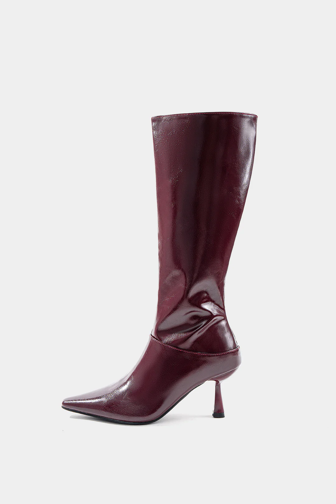 Leather Zipper Pointed Mid Calf Boots - Weenar