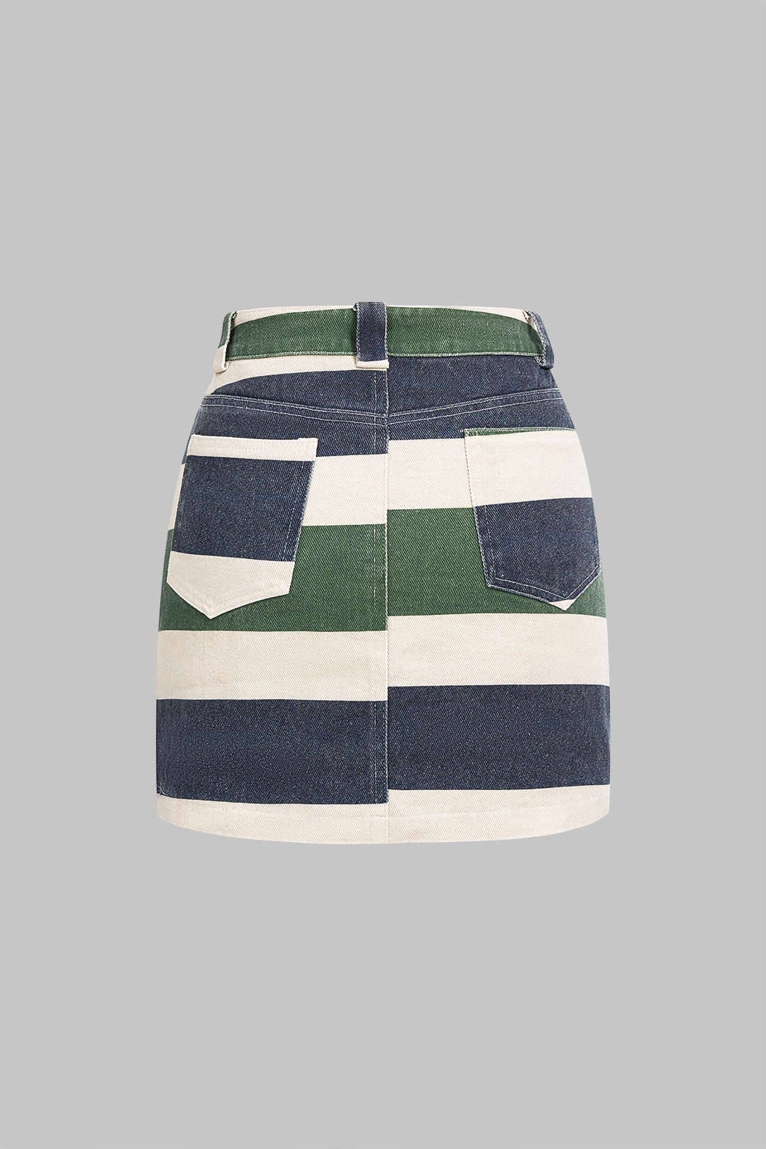 Striped Pocket High Waist Skirt - Weenar