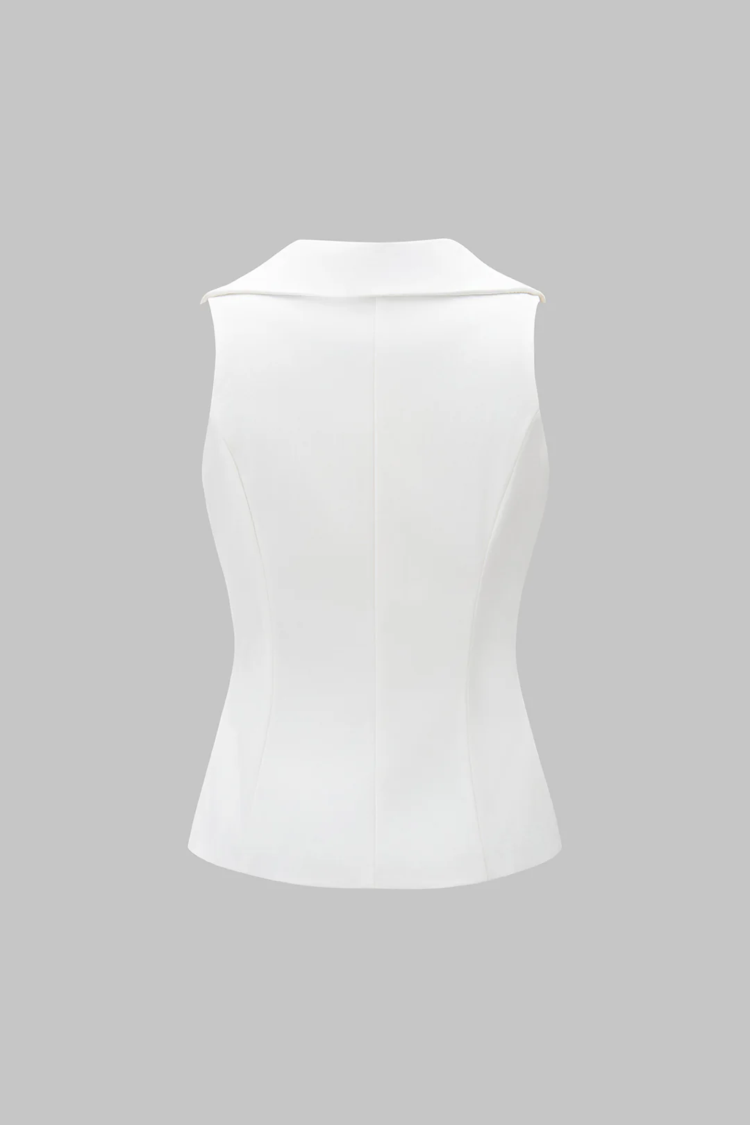 Solid Lapel Button V-Neck Tank Top - Weenar