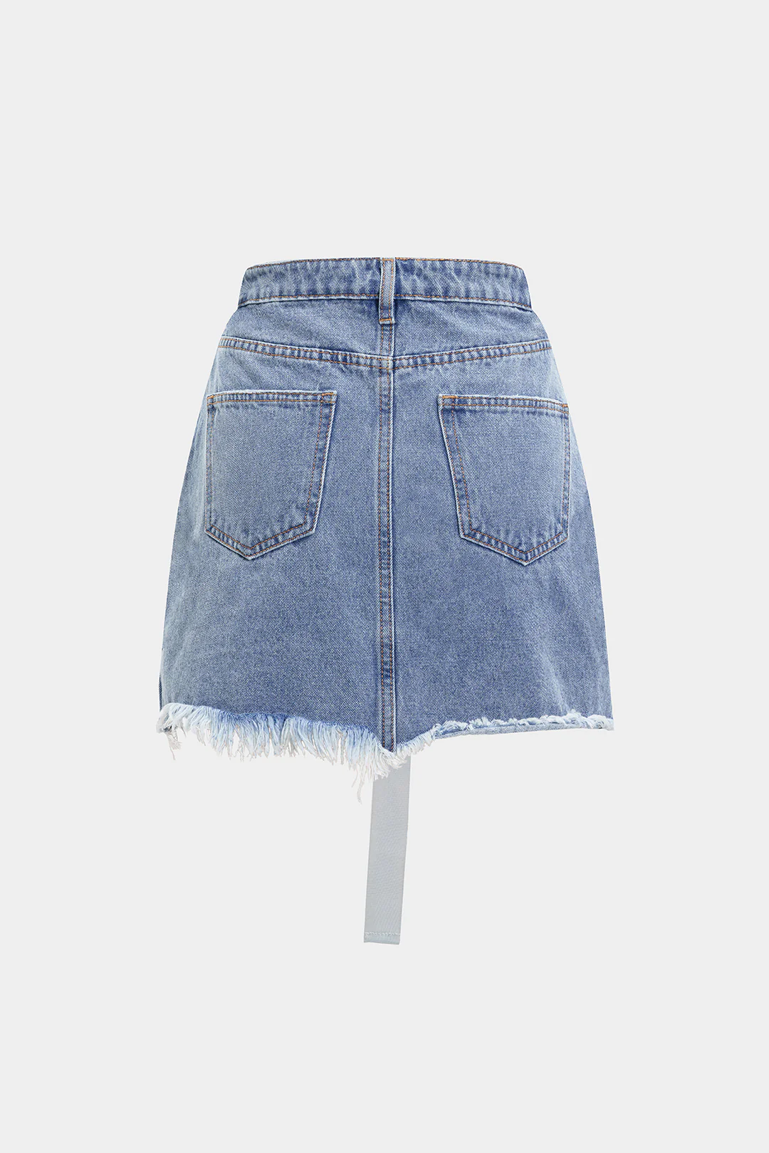 Denim Asymmetrical Ripped Frayed Skirt - Weenar