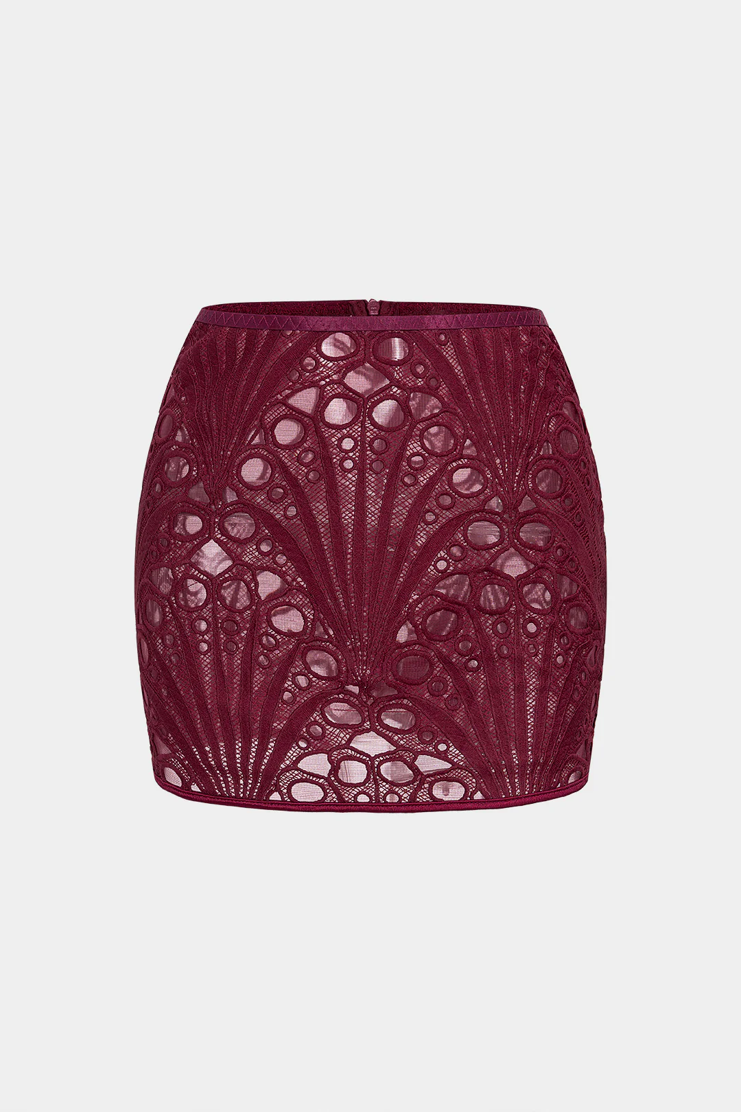 Embroidery Zipper Cut Out Mini Skirt - Weenar