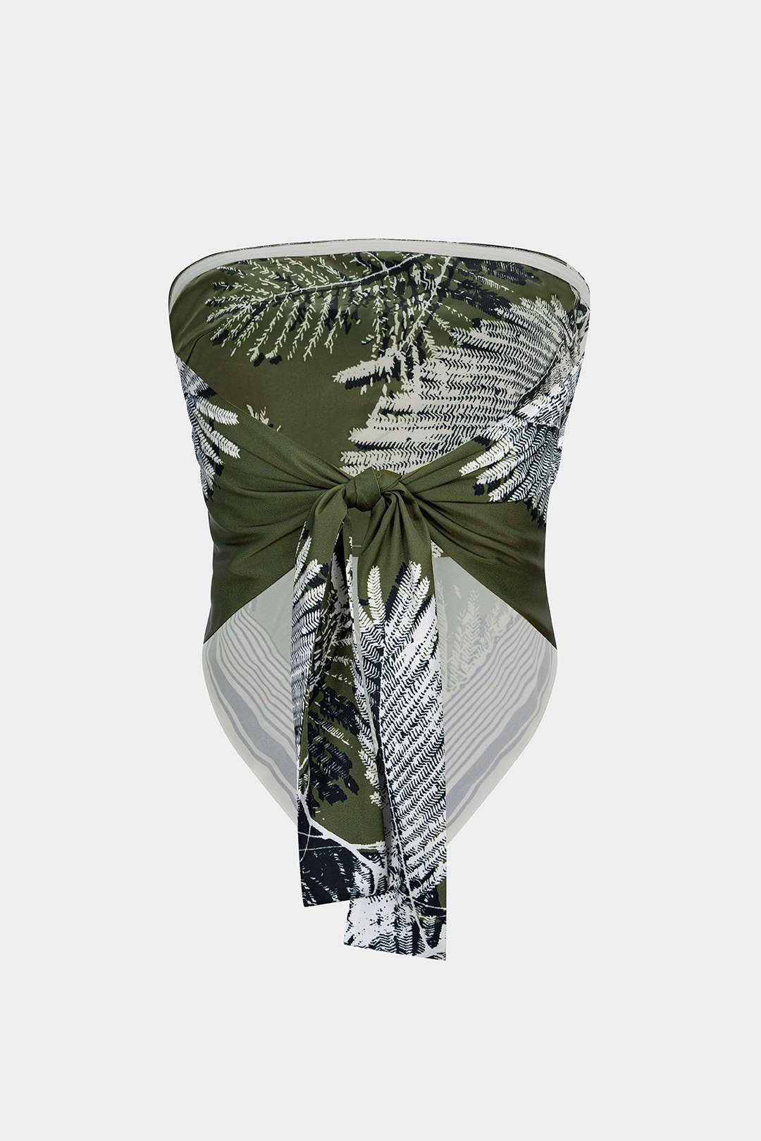 Leaves Contrast Print Satin Backless Tube Top - Weenar