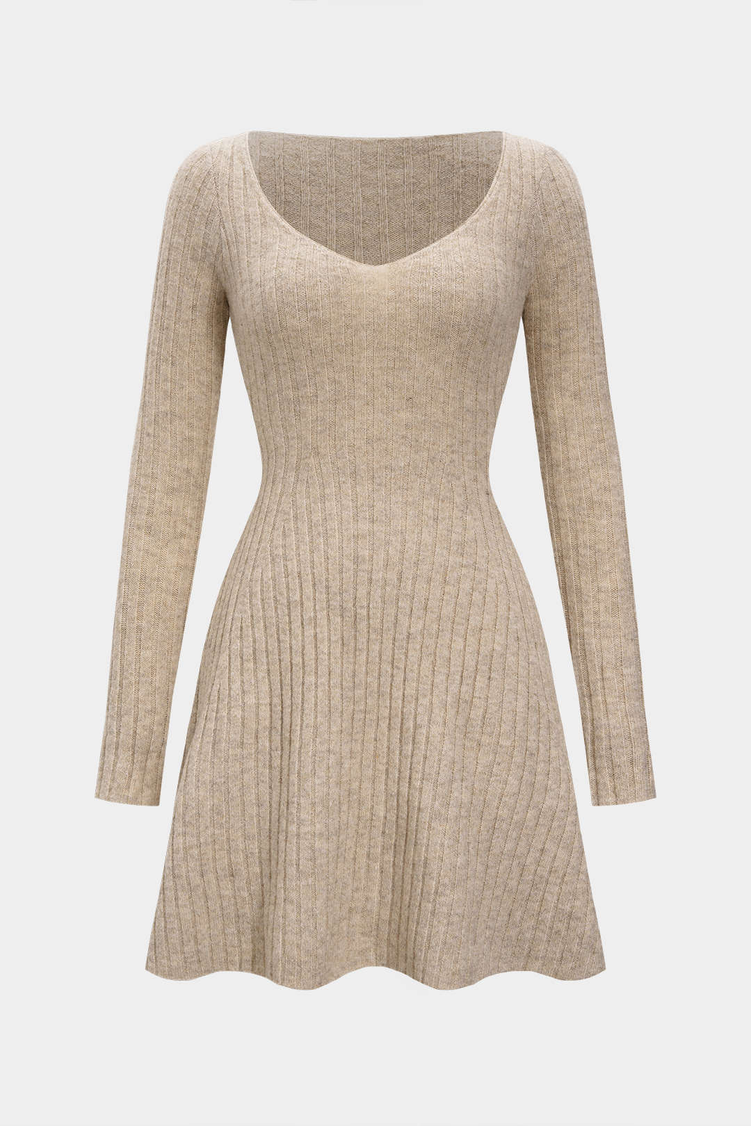 Knit Ruched Long-Sleeve Mini Dress - Weenar