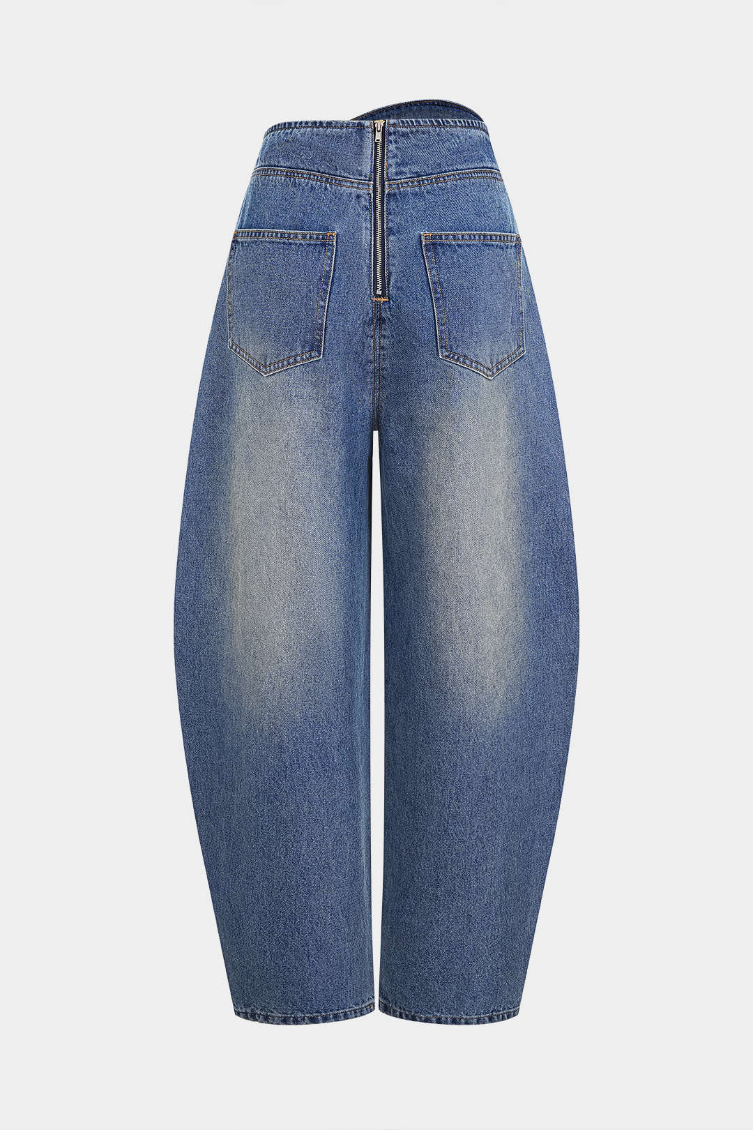 Denim Asymmetrical Zipper Pocket Jeans - Weenar