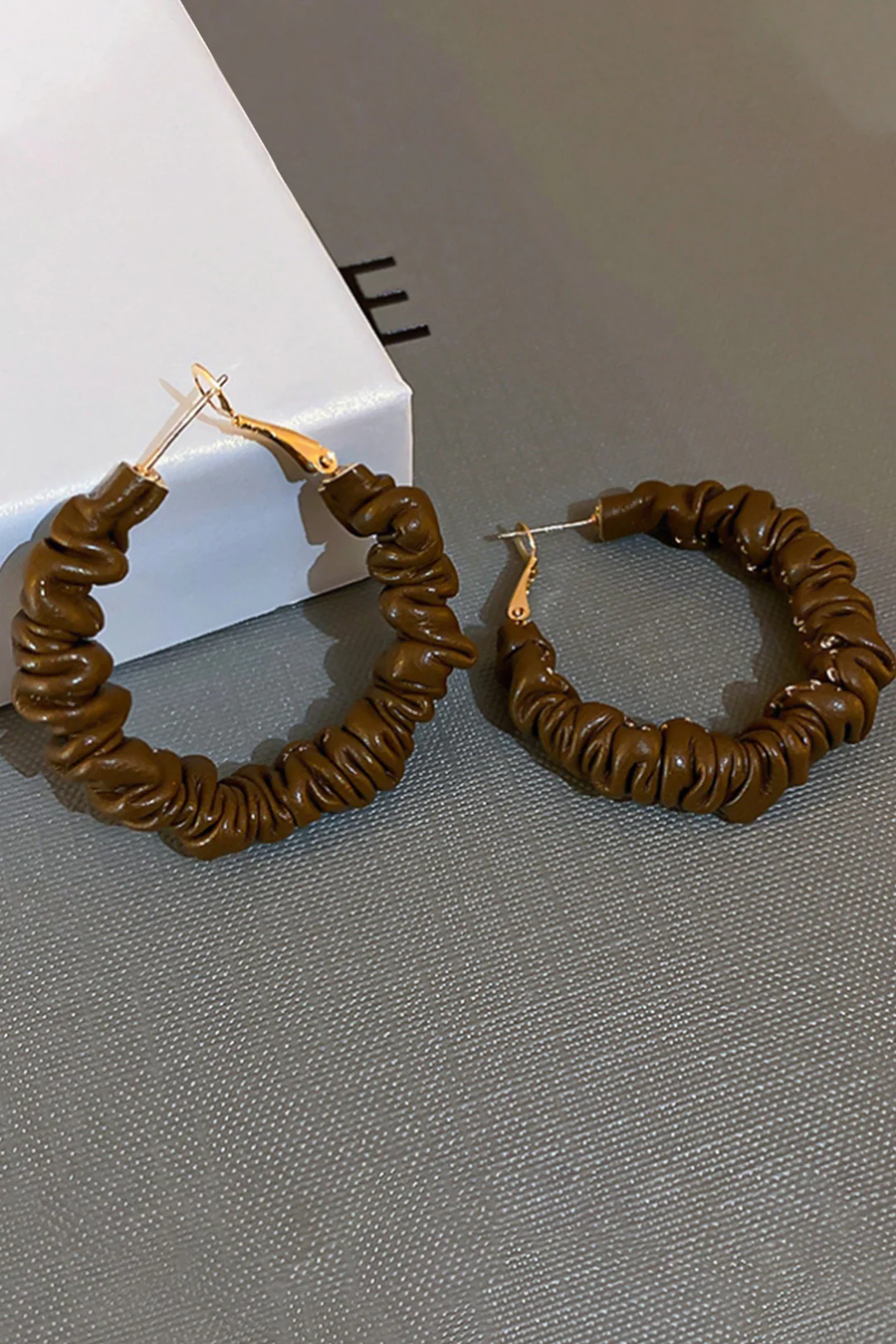 Faux Leather Circle Earrings - Weenar