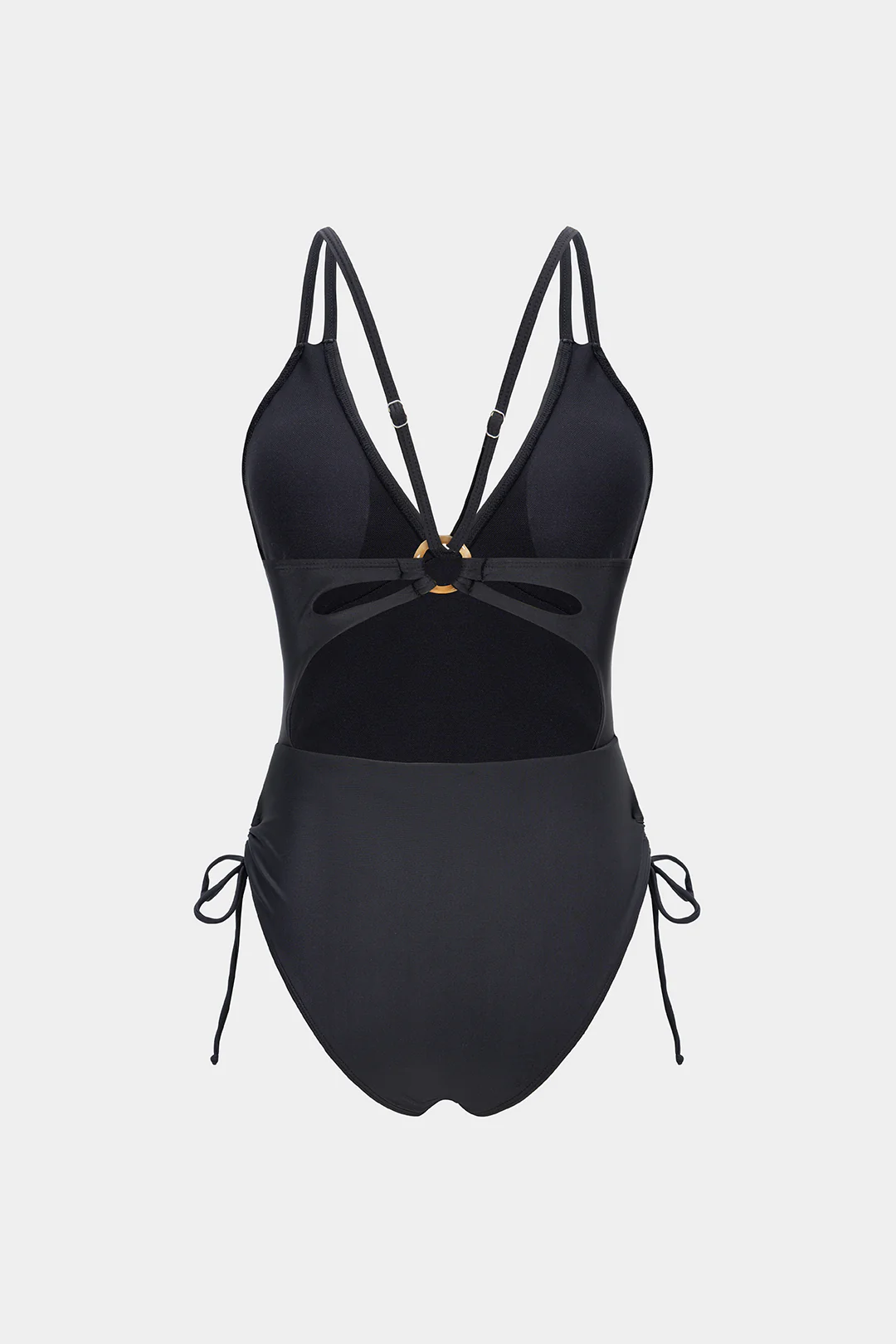 V-Neck Backless Tie-Up Ruched Swimsuit - Weenar