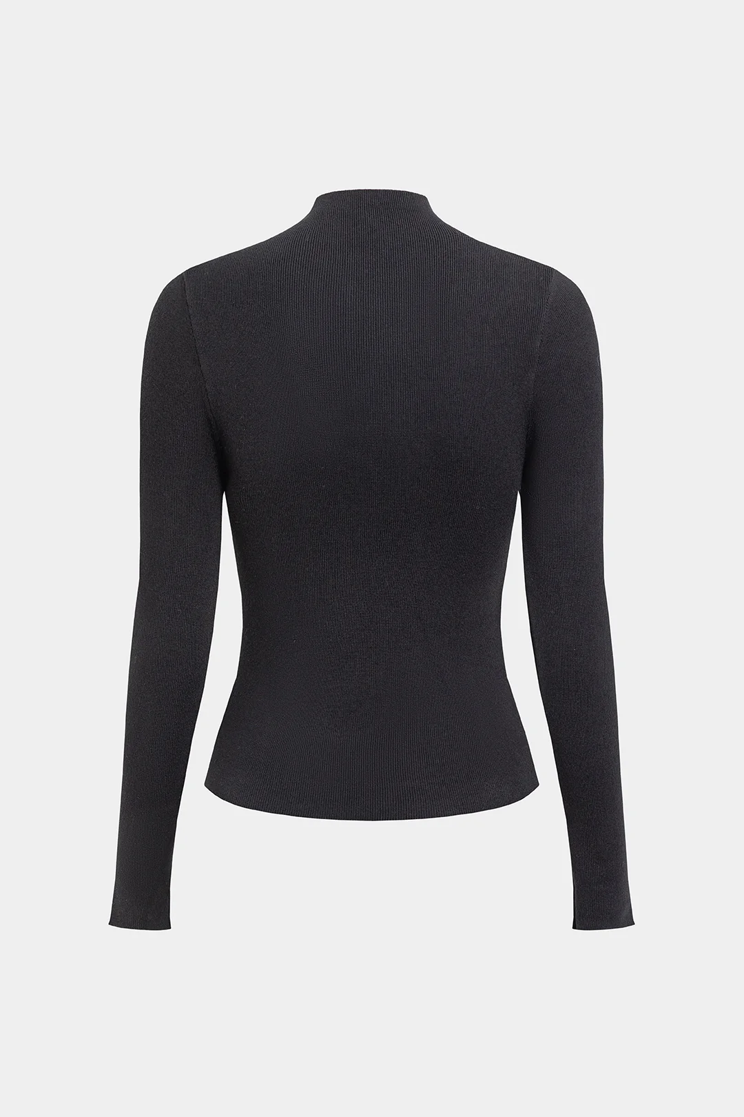 Knit Cut Out Mock Neck Long-Sleeve Top - Weenar