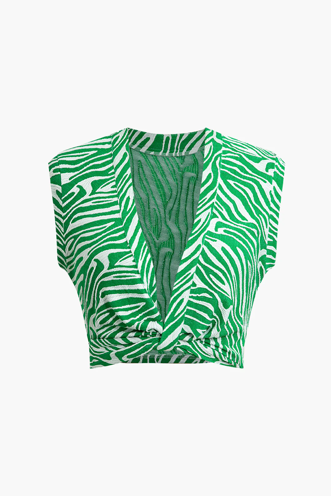 Zebra Print V-neck Sleeveless T-shirt - Weenar
