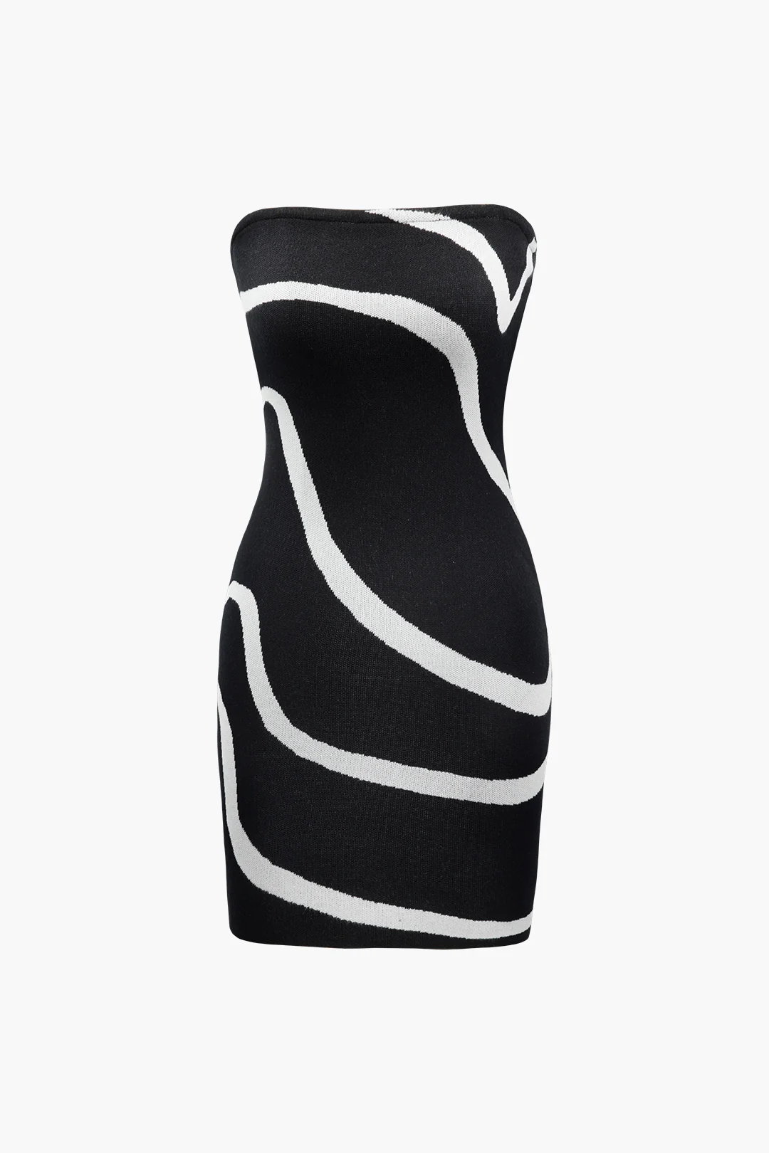 Knit Wave Stripes Print Sleeveless Dress - Weenar