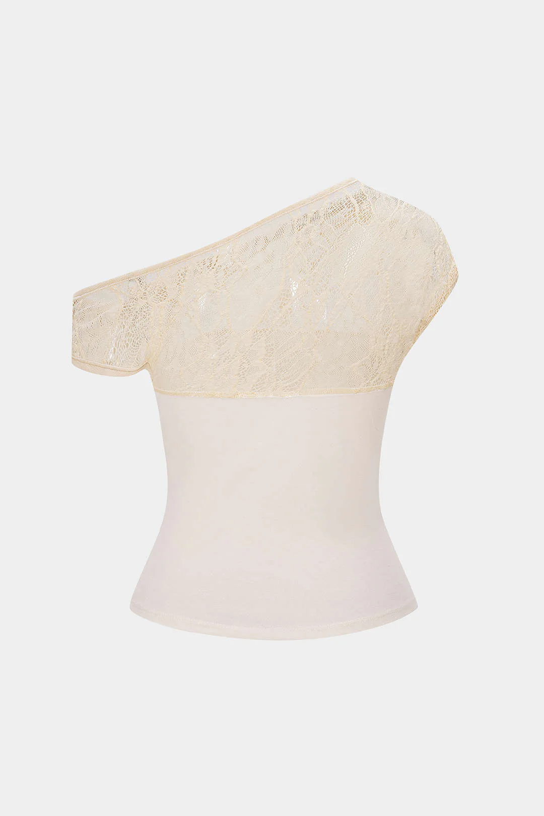 Lace Patchwork Twist Knot One Shoulder Sleeveless Top - Weenar