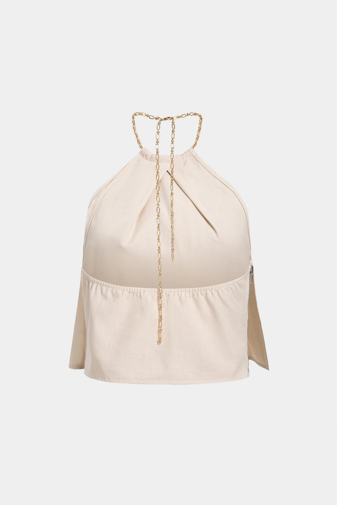 Metallic Chain Tie-Up Ruched Cami Top - Weenar