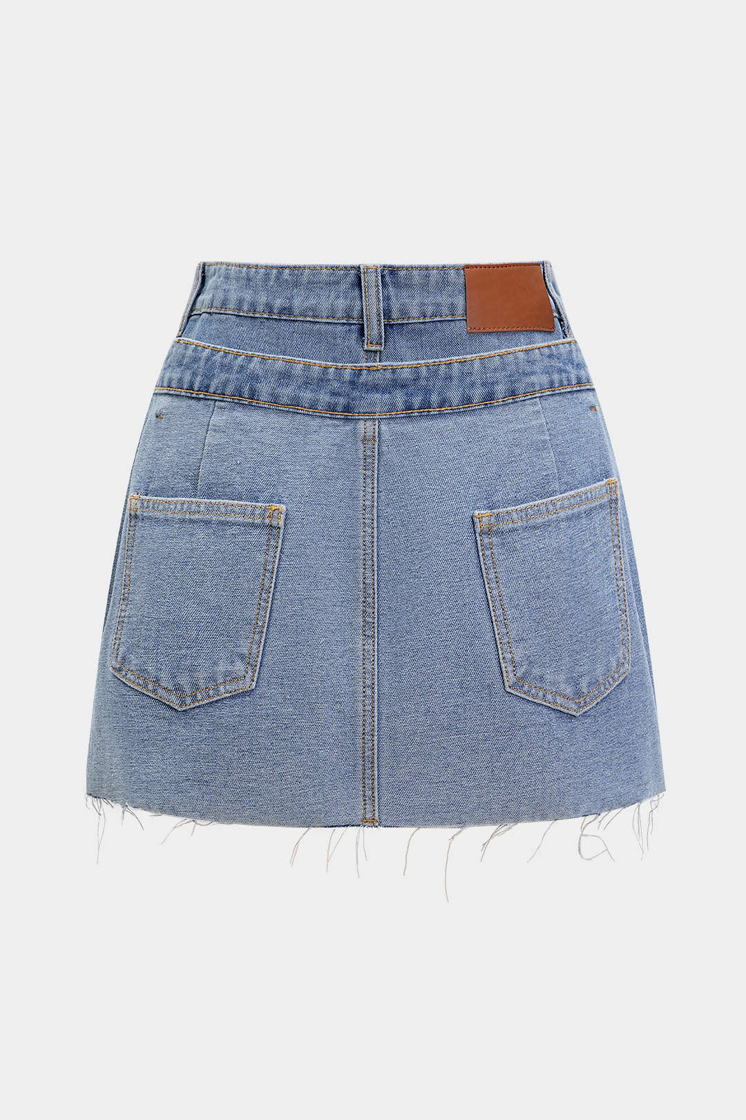 Denim Double Waistband Mini Skirt - Weenar