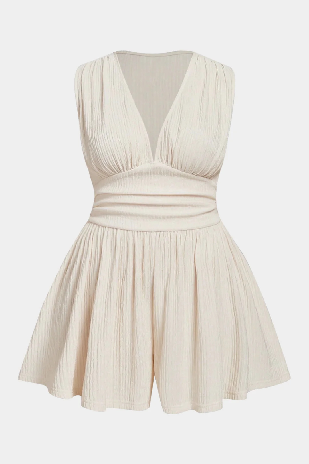 Plus Size Ruched Sleeveless Wide Leg Jumpsuit - Weenar