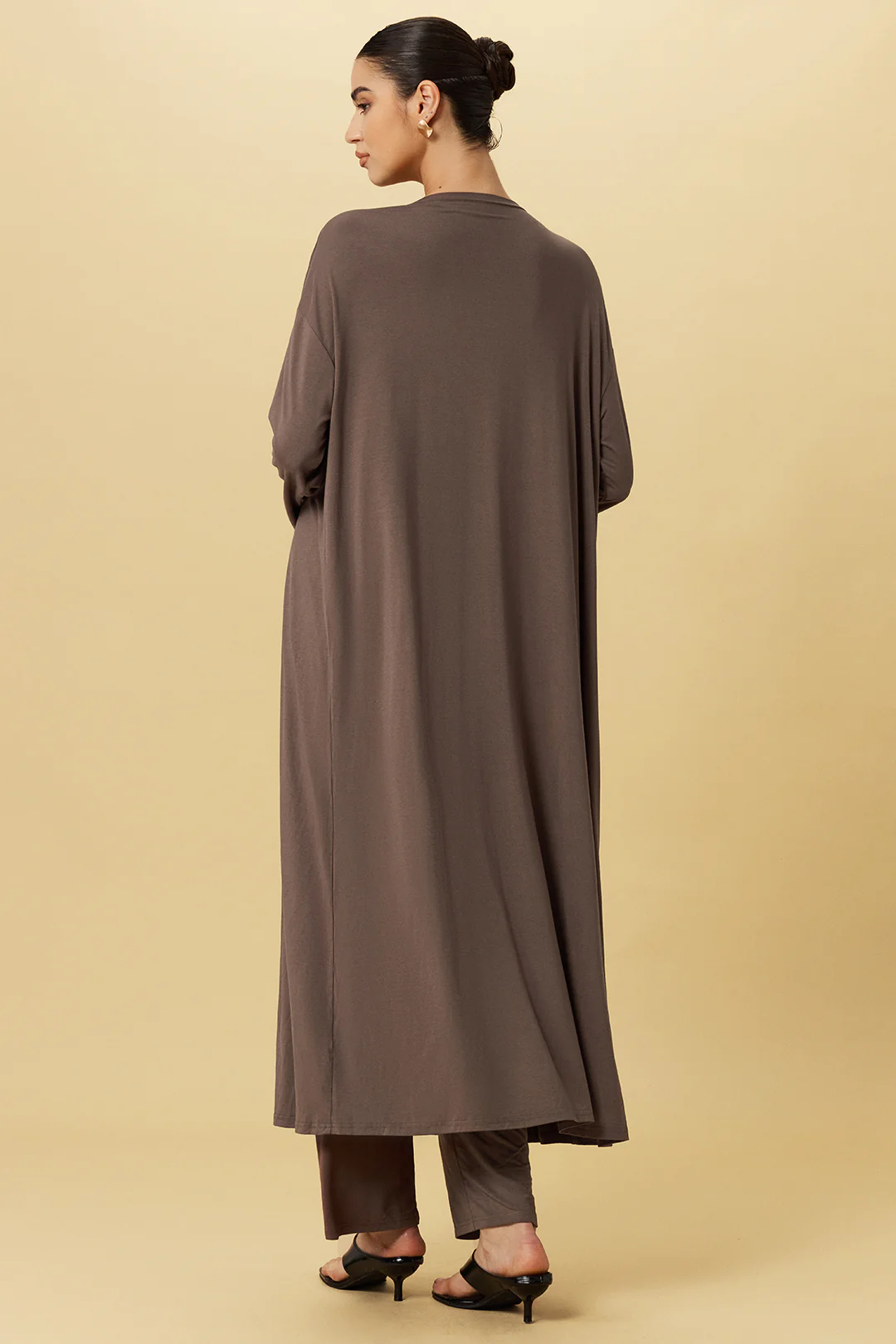 Basic Solid Cami Top And Long-Sleeve Cardigan And Trousers Set - Weenar