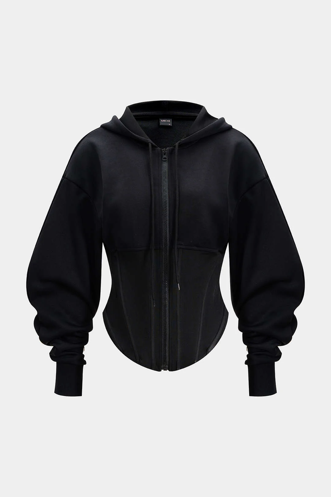 Zipper Drawstring Corset Hoodie - Weenar