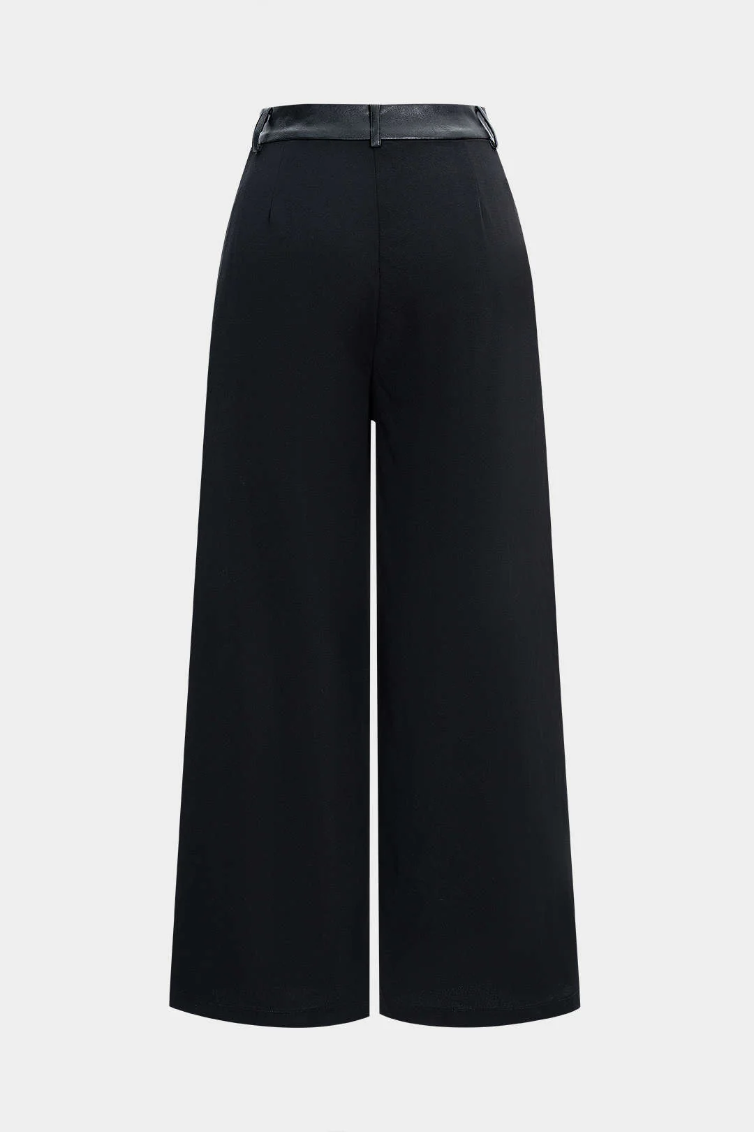 Faux Leather Patchwork Wide Leg Trousers - Weenar