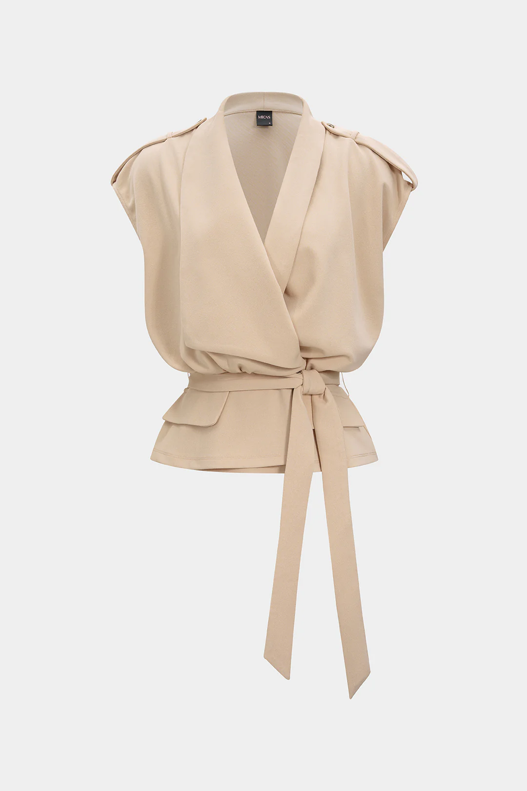 Linen Tie Front Asymmetrical Vest - Weenar