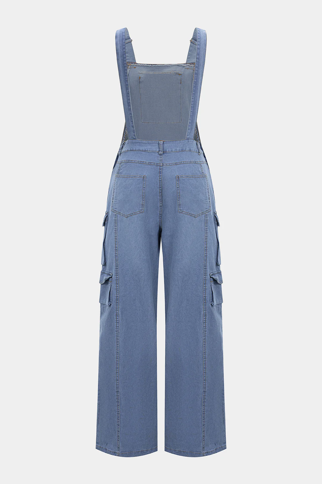 Denim Square Neck Pocket Sleeveless Jumpsuit - Weenar