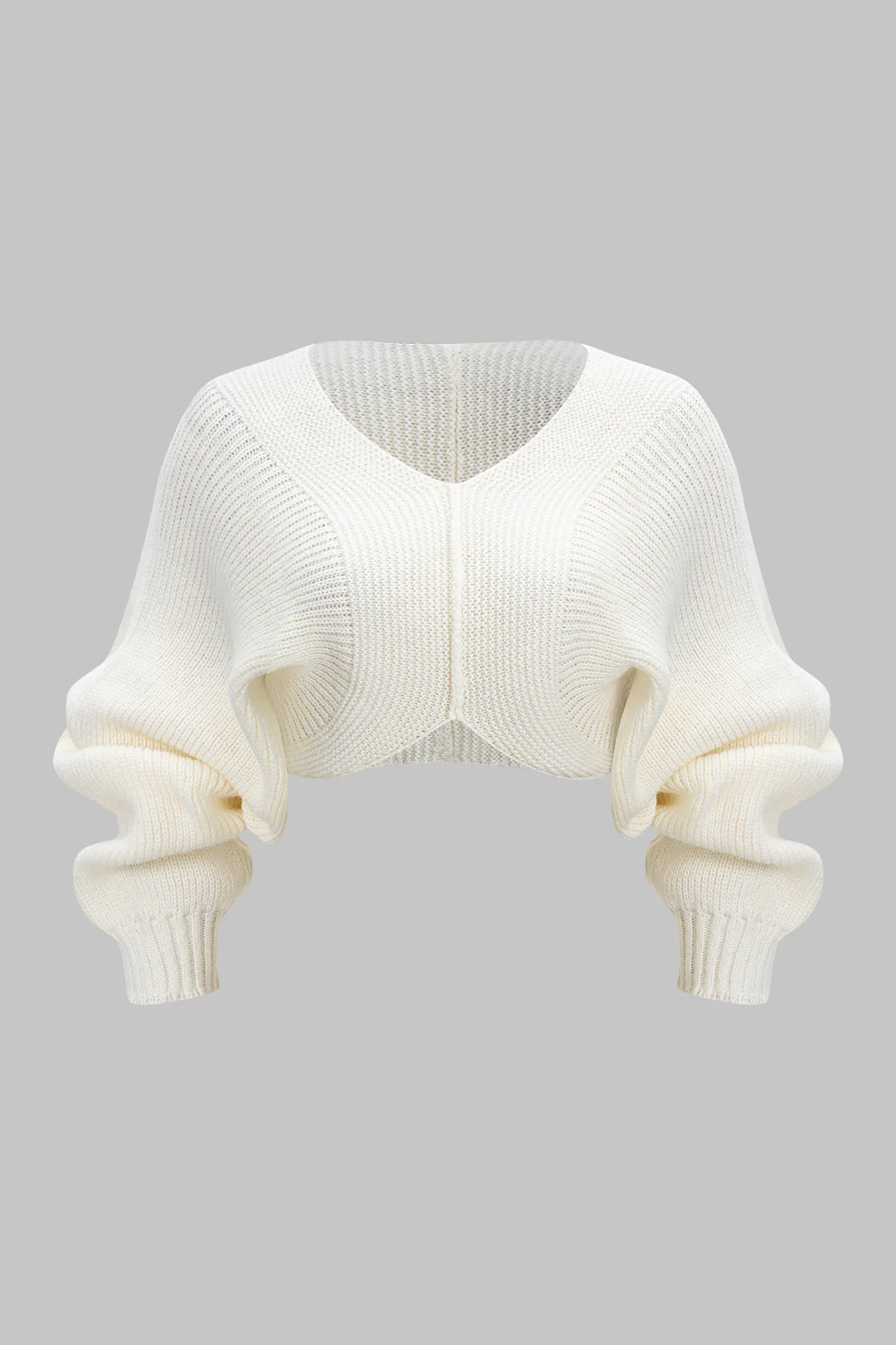 Knit V-Neck Long-Sleeve Top - Weenar