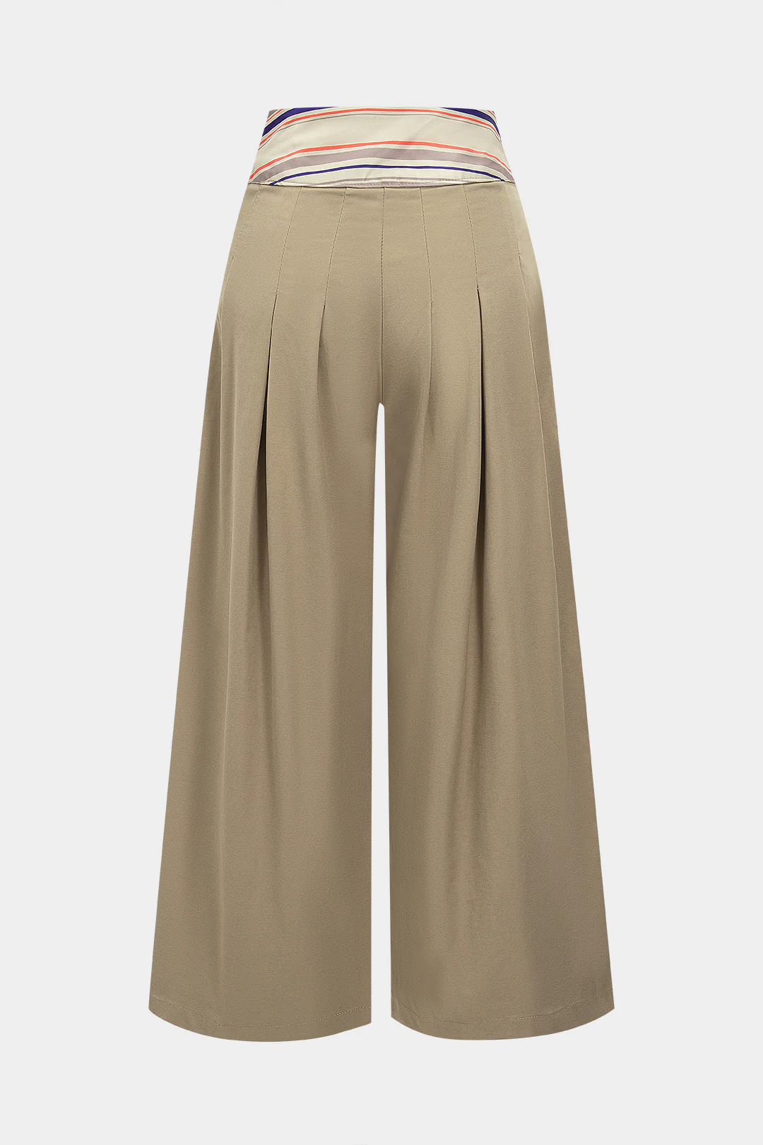Striped Print Pleated Wide Leg Trousers - Weenar