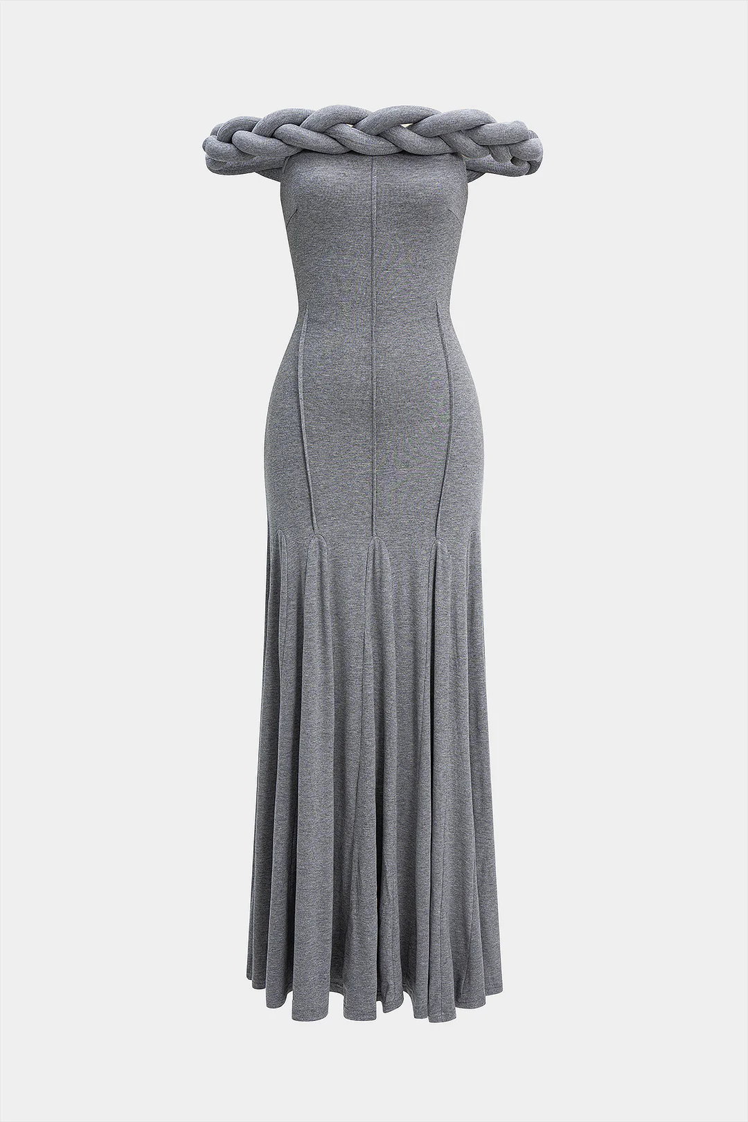 Off Shoulder Braided Ruched Maxi Dress - Weenar