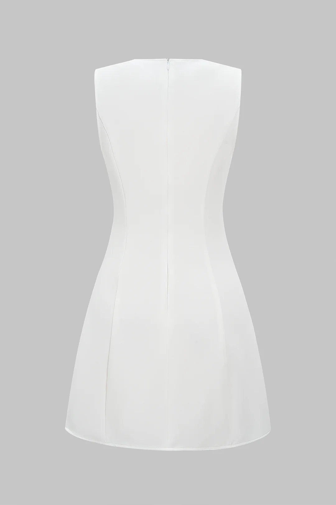 Metallic Button Sleeveless Zipper Mini Dress - Weenar