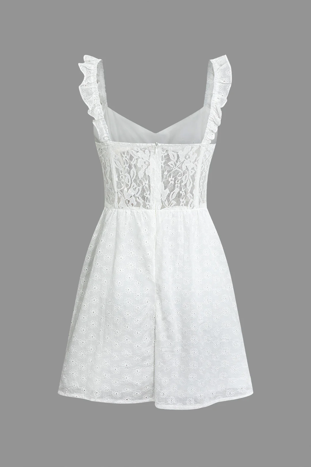 Lace Backless Zipper Sleeveless Mini Dress - Weenar