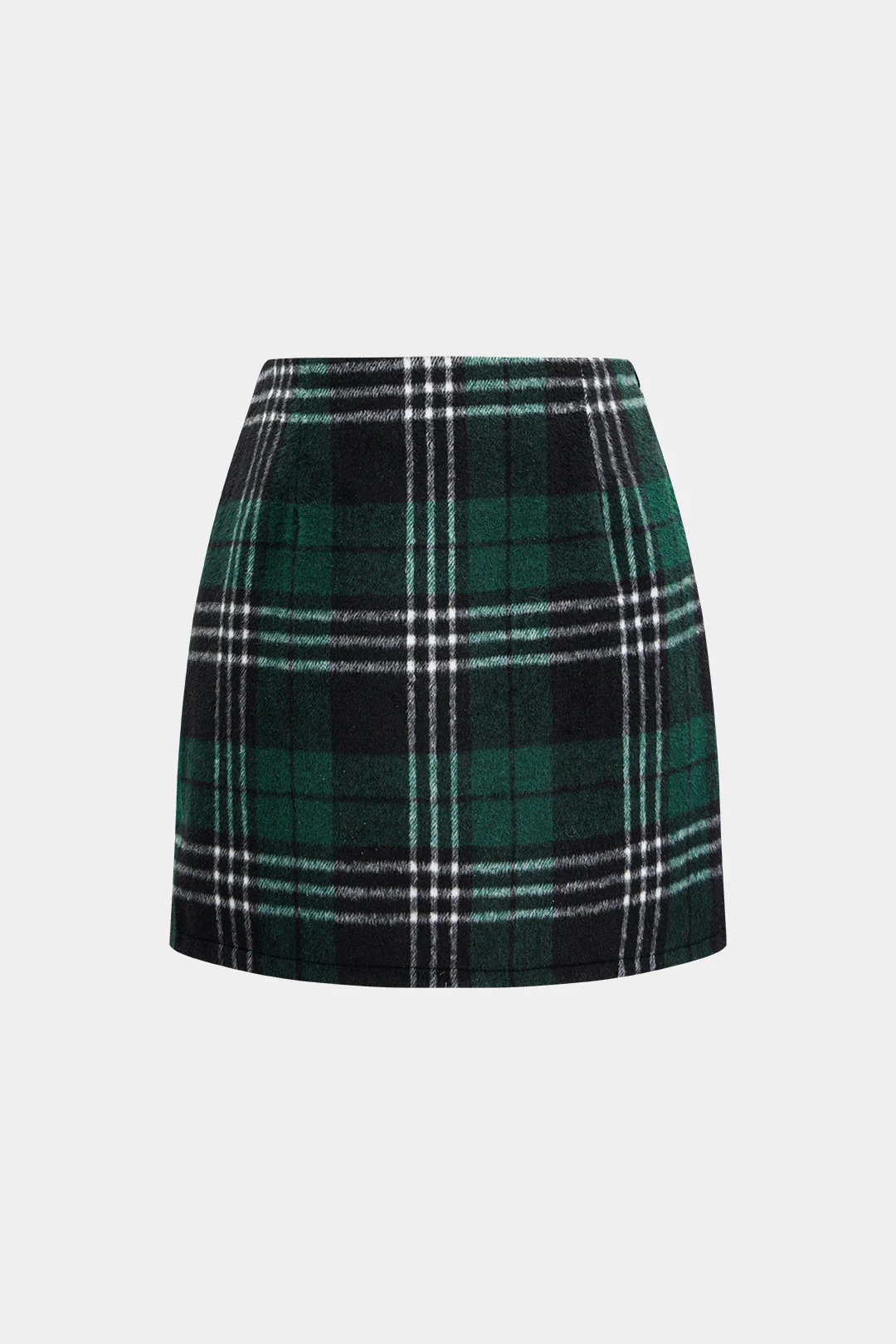 Plaid Print Woolen High Waist Mini Skirt - Weenar