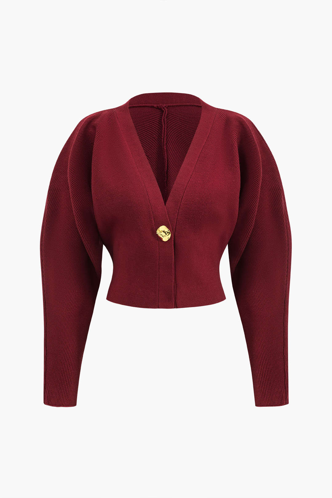 Metallic Button V-Neck Sweater Long-Sleeve Top - Weenar