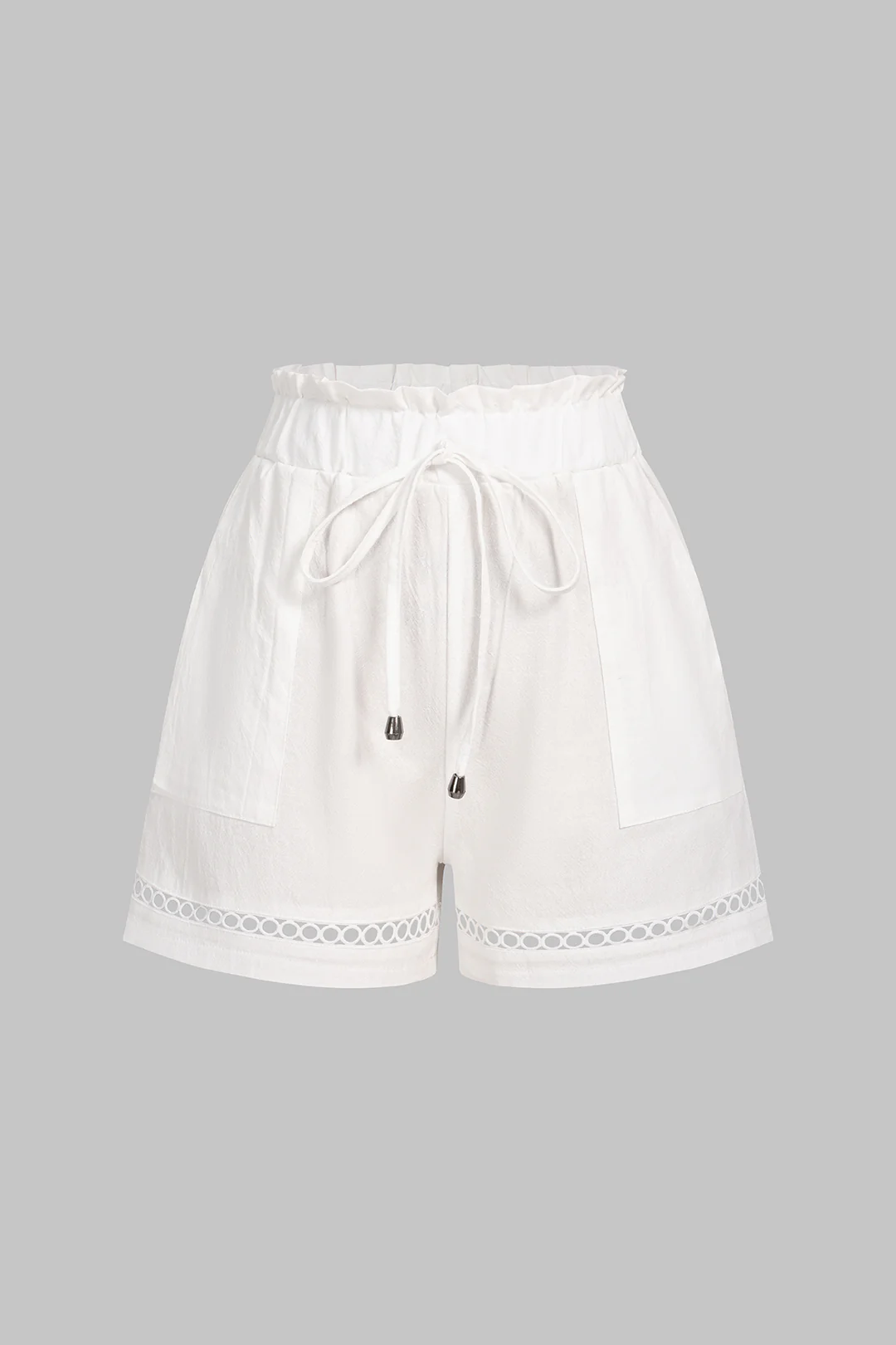 Hollow Out Drawstring Ruched Pocket Shorts - Weenar