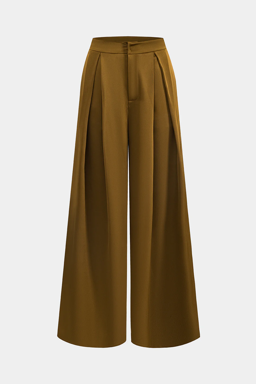 Satin High Waist Ruched Wide Leg Trousers - Weenar
