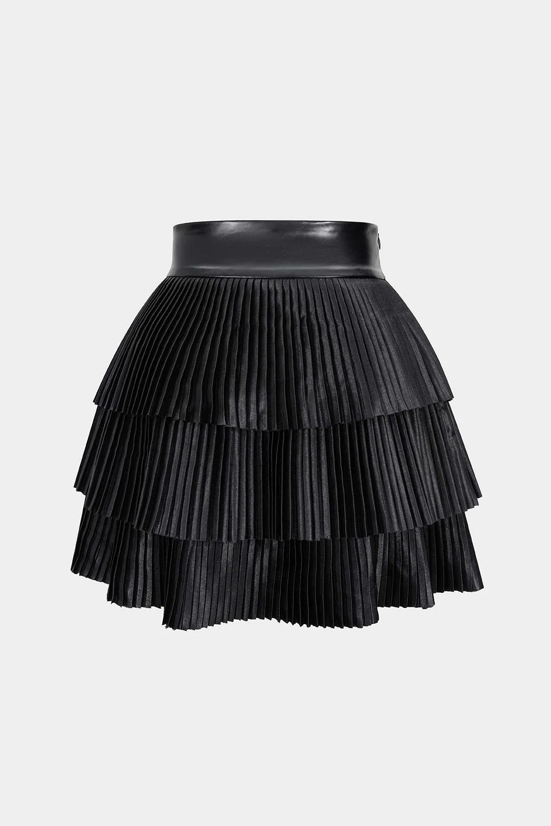 Satin Finish Pleated Layered Skirt - Weenar