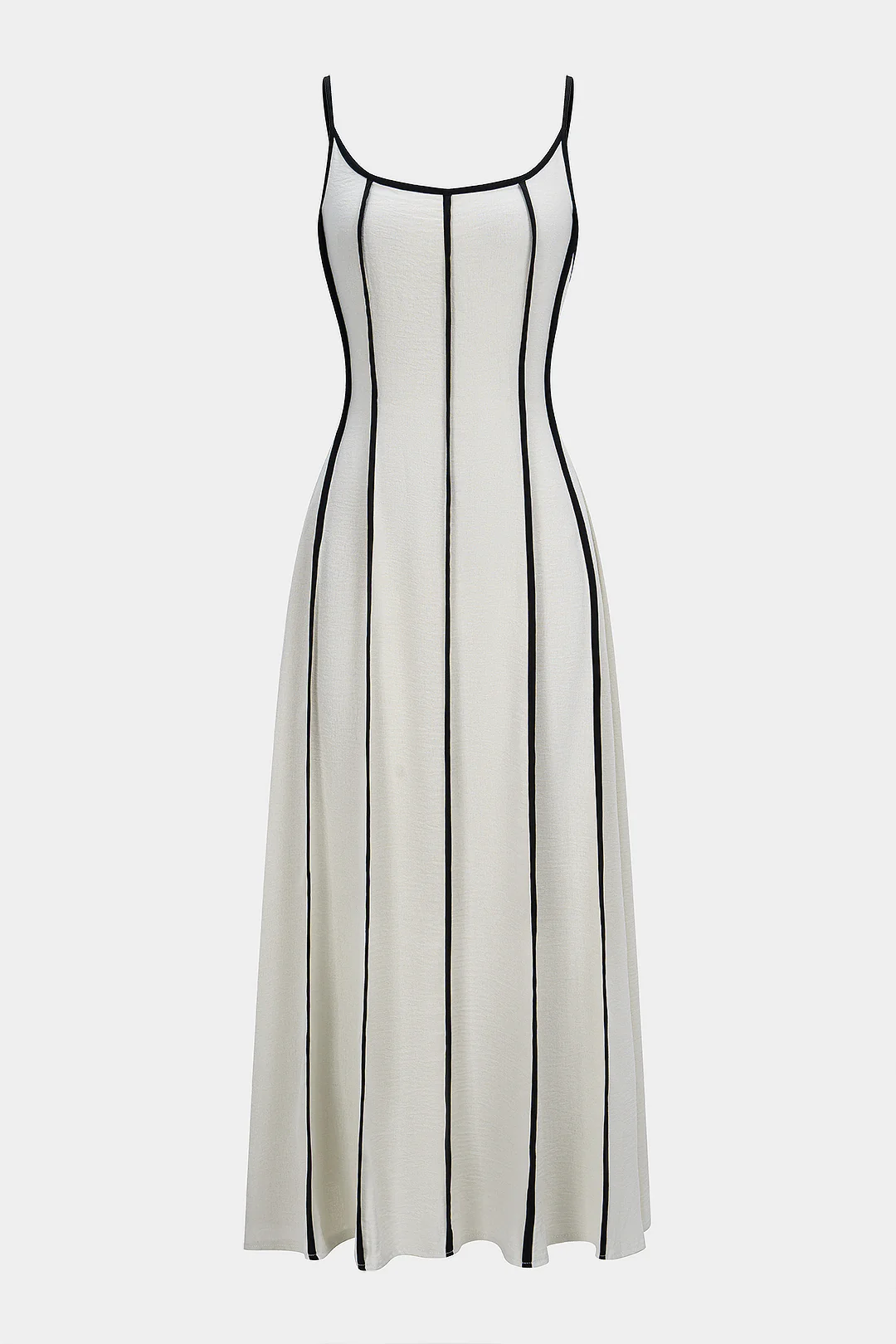 Contrast Tie-Back Backless Slip Sleeveless Maxi Dress - Weenar