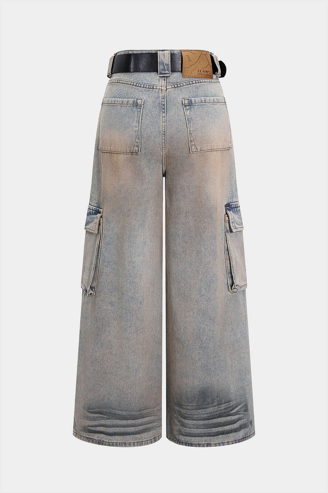 Denim Washed Belted Jeans - Weenar