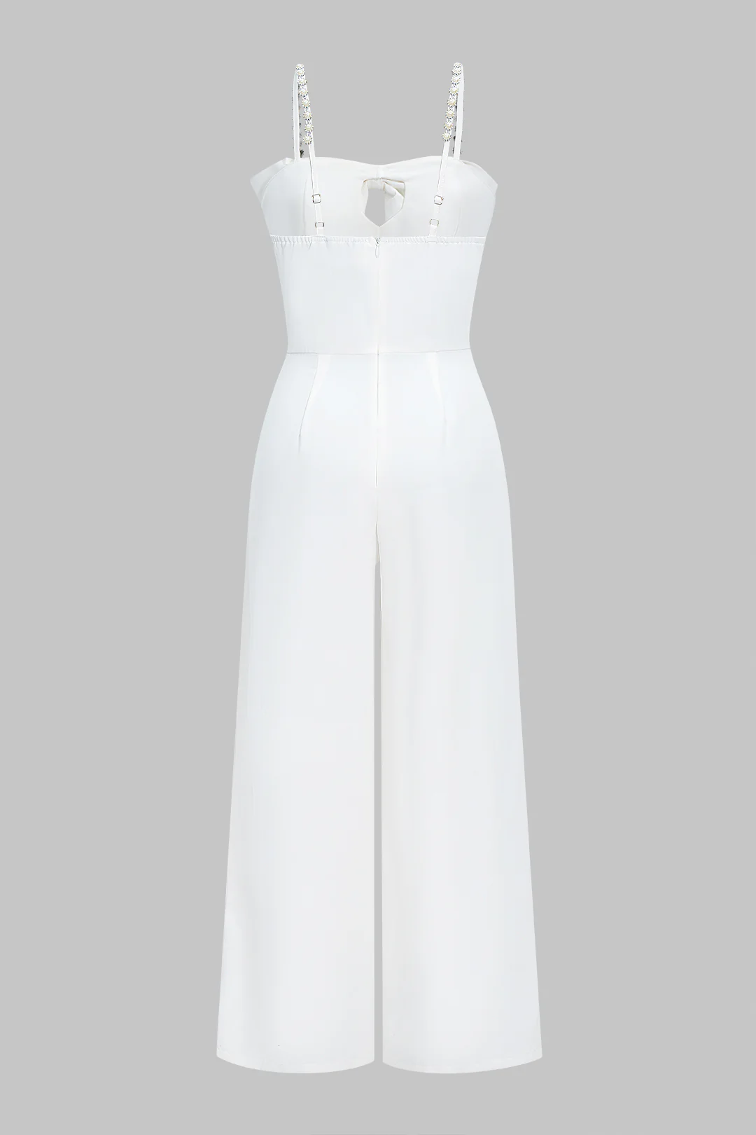Pearl Decor Bow Slip Sleeveless Wide Leg Jumpsuit - Weenar