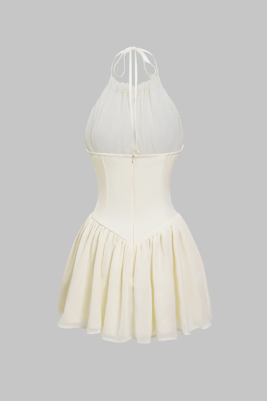 Chiffon Tie-Up Halter Neck Backless Sleeveless Mini Dress - Weenar