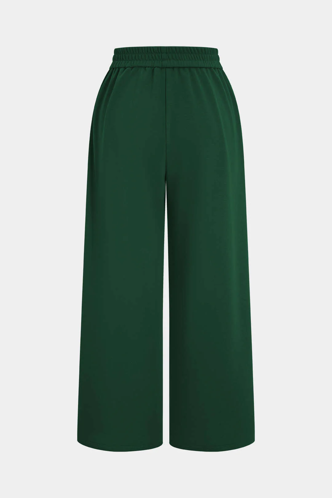 Plus Size Shirred Waistband Pleated Trousers - Weenar