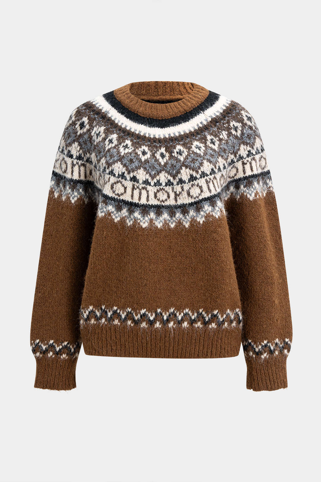 Knit Fluffy Round Neck Long-Sleeve Top - Weenar