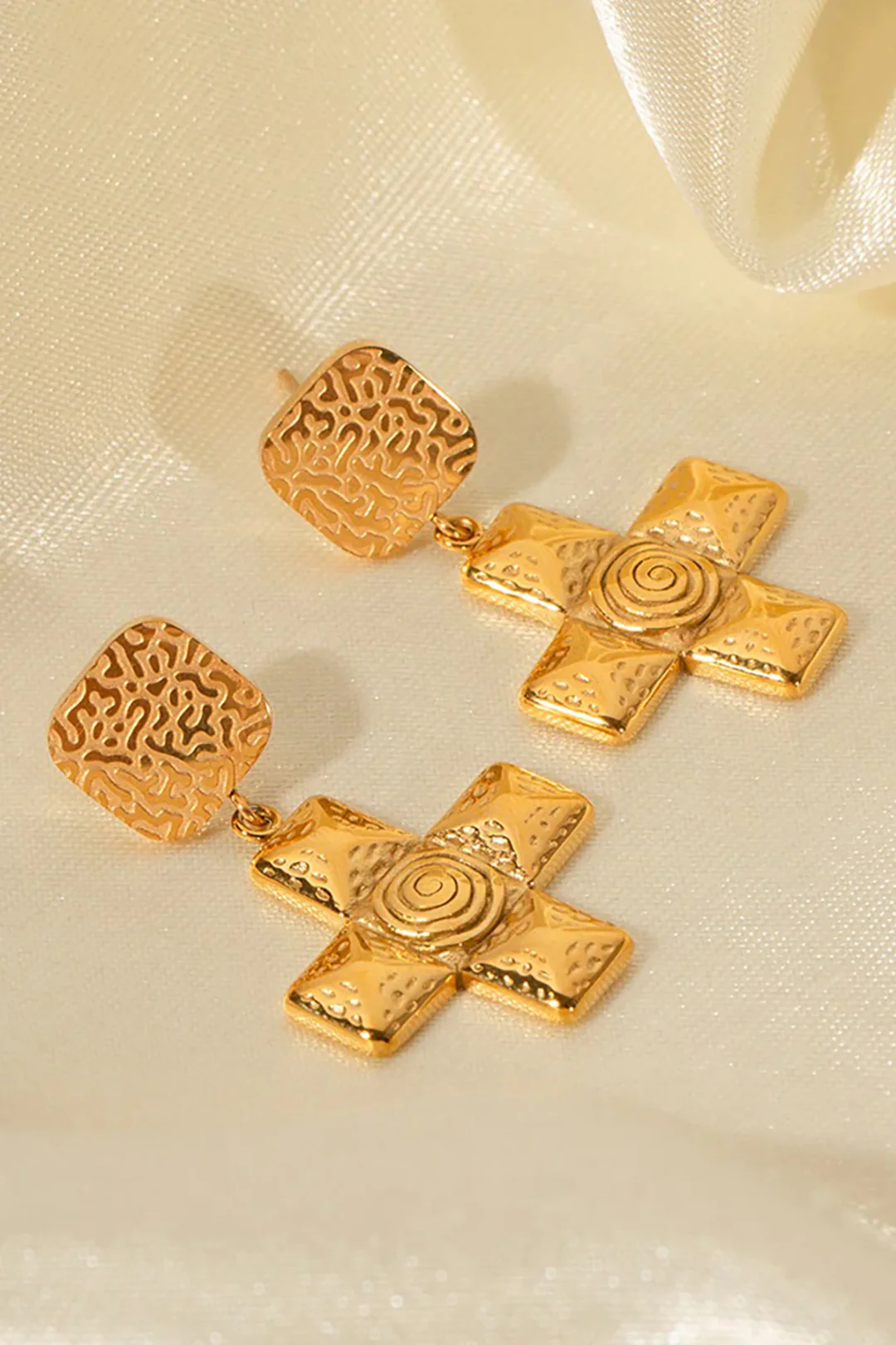 Alloy Cross Irregular Pattern Earrings - Weenar
