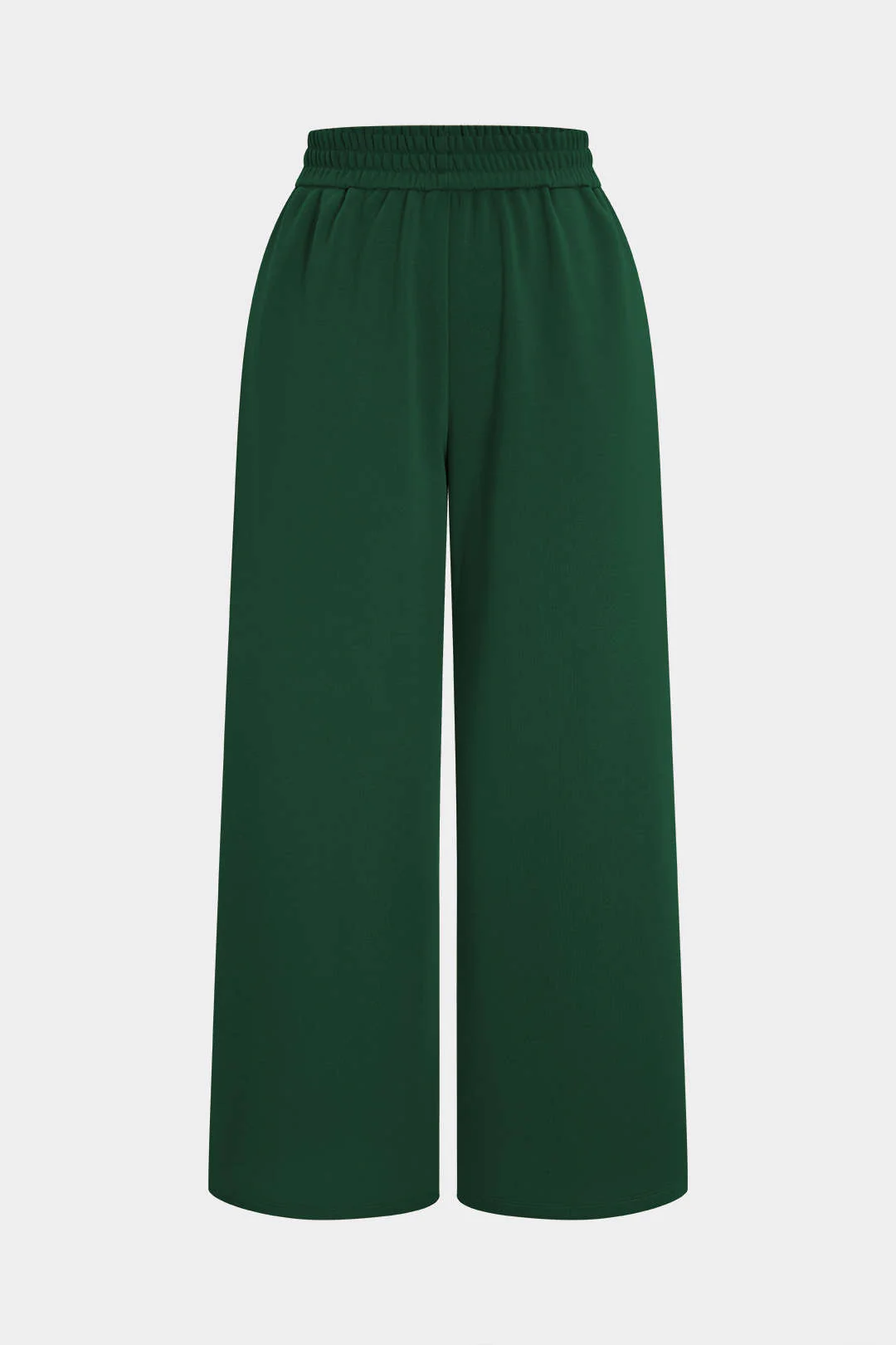 Plus Size Shirred Waistband Pleated Trousers - Weenar